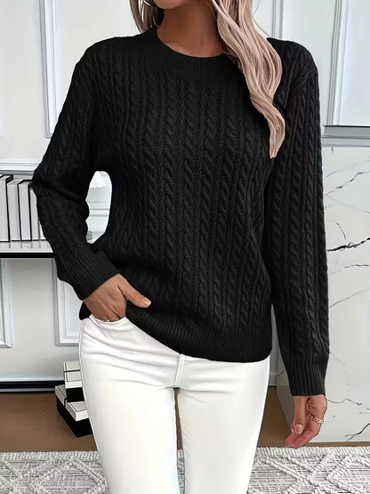 Pull tricoté torsadé doux et chaud pour femme