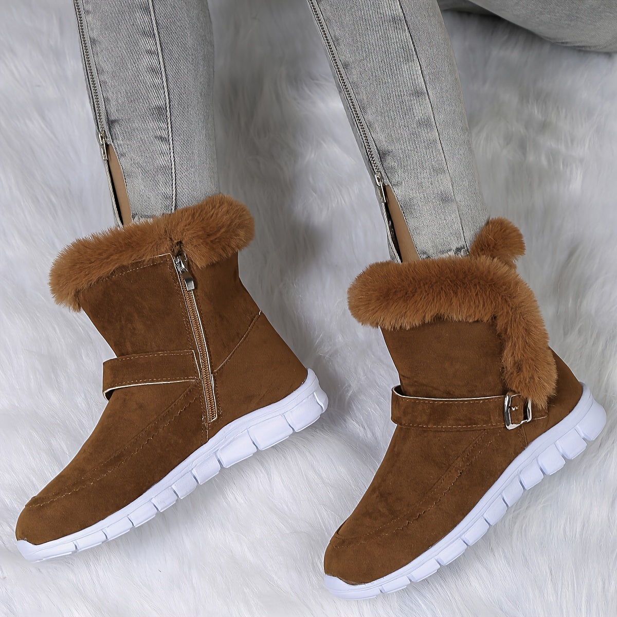 Bottes d'hiver femme à boucle et fermeture éclair