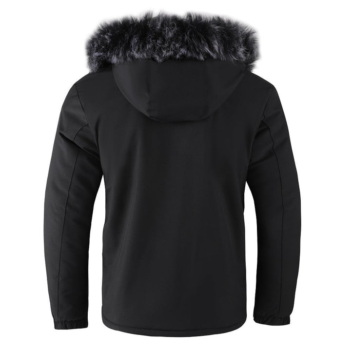 Herren Winterjacke mit Abnehmbarer Pelzkapuze - IdealeKleiden
