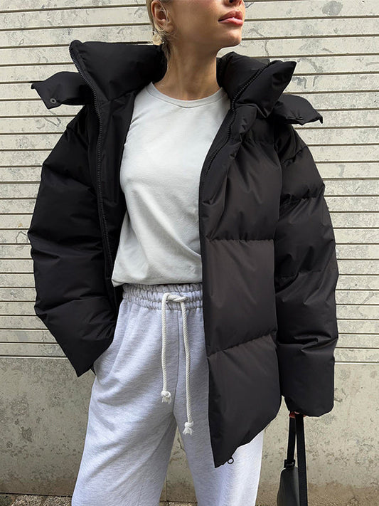 Farbenfrohes Gepolstertes Winterjacket mit Kapuze - IdealeKleiden