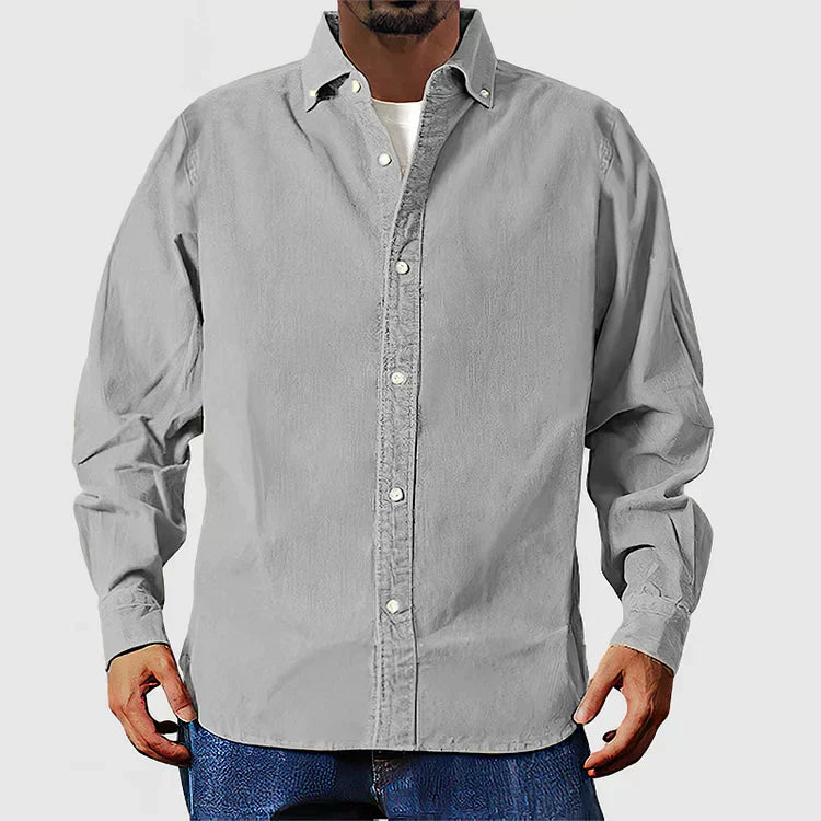 Vox | Chemise élégante en velours côtelé beige