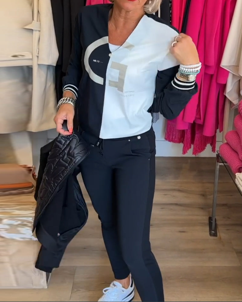 Frauen Kleid V-Ausschnitt Colorblock Modern - IdealeKleiden