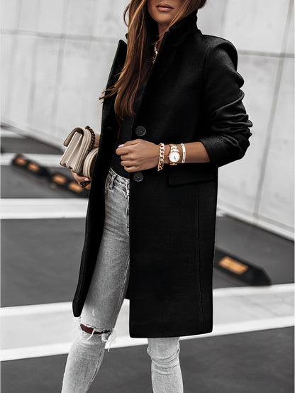 Manteau long élégant pour femme avec boutons, style classique