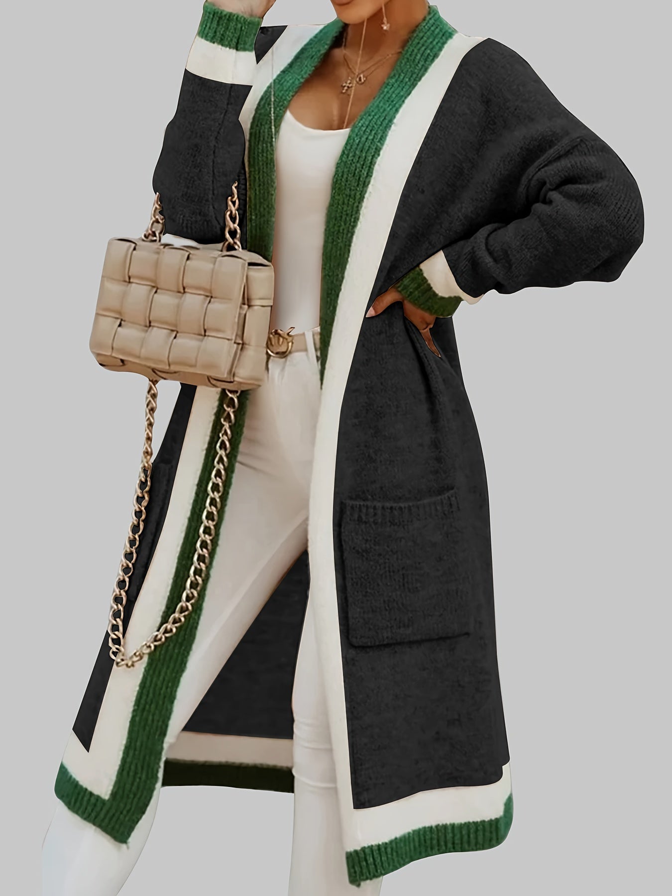 Long cardigan en maille élégant pour l'automne femme