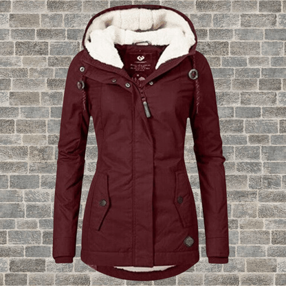 Parka long d'hiver pour femme avec garniture de fourrure de luxe
