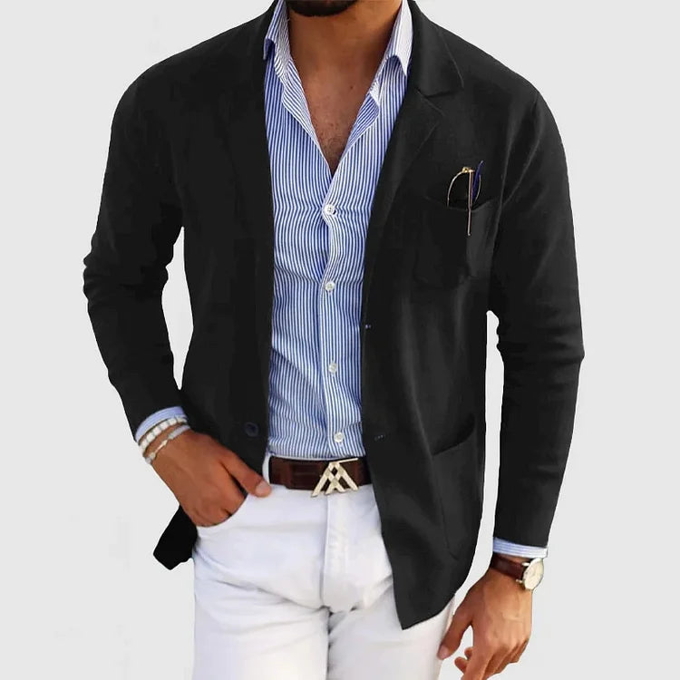 Blazer en maille beige décontracté pour homme