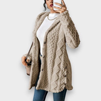 Cardigan à capuche en peluche douce pour femme