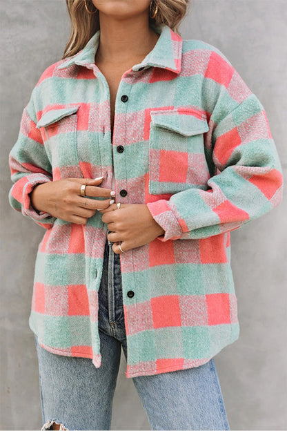 Veste de loisirs à carreaux Design grands carreaux surdimensionnés