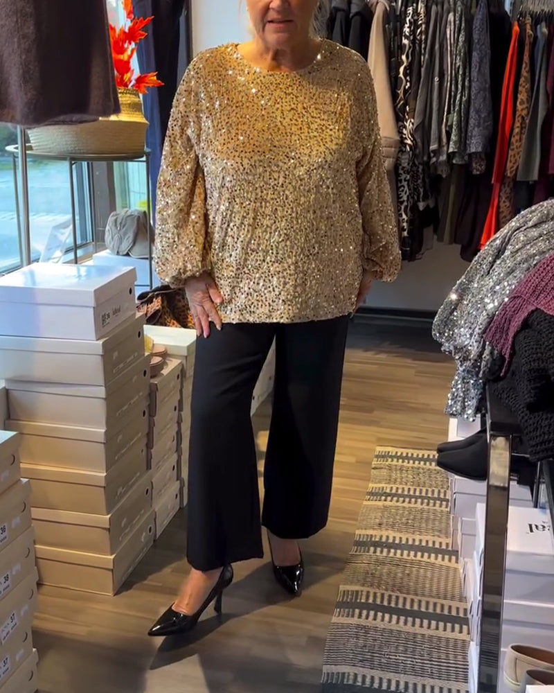 Haut femme col rond modèle manches longues