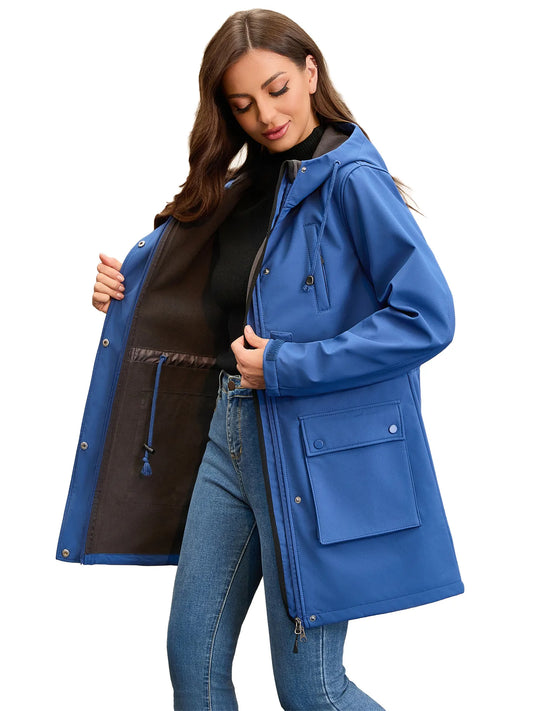 Wasserdichte Damenjacke Softshell Kapuze - IdealeKleiden