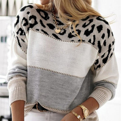 Pull léopard femme doux tricoté