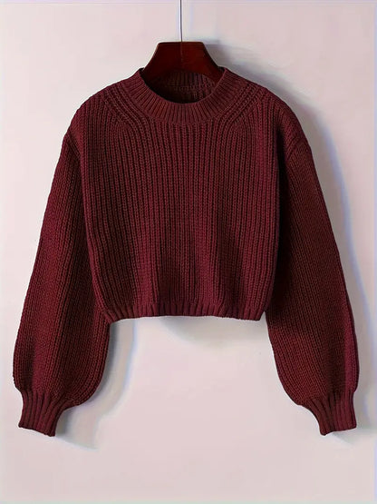 Pull en maille côtelée court pour femme