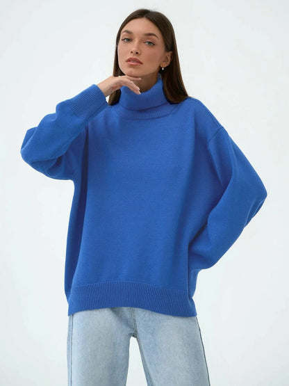 Pull oversize doux à col roulé pour femme