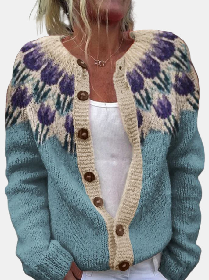 Blumen Cardigan Damen Elegant - IdealeKleiden