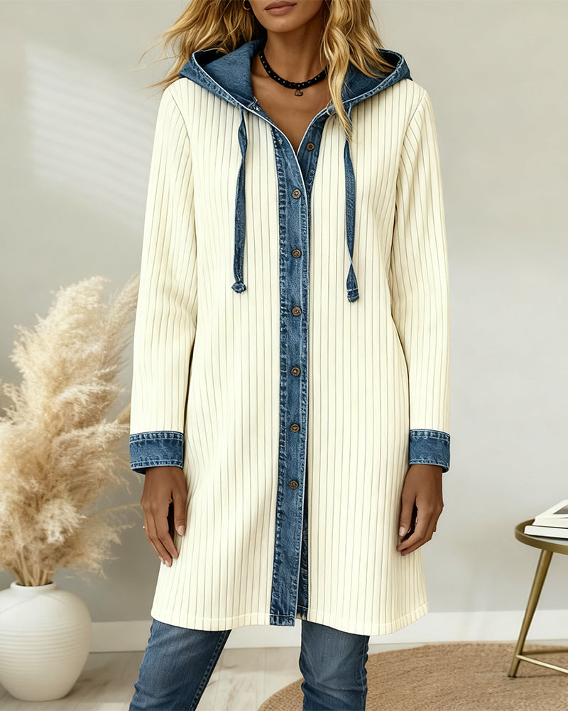 Stylische Kapuzenjacke Kontrast Paneel Design - IdealeKleiden