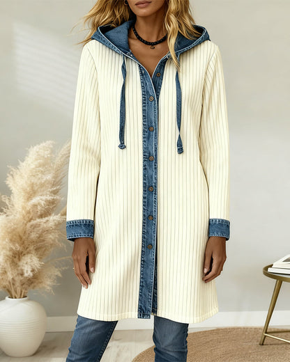 Stylische Kapuzenjacke Kontrast Paneel Design - IdealeKleiden