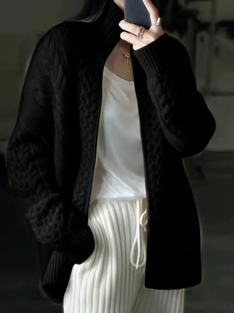 Cardigan classique zippé avec col montant