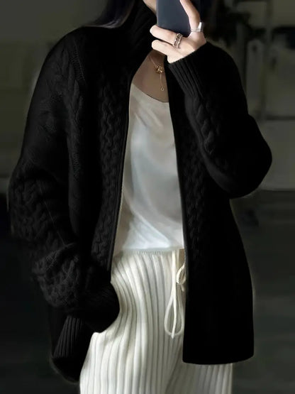 Cardigan classique zippé avec col montant