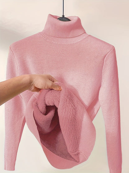 Pull-over d'hiver à col roulé doux et chaud