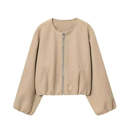 Blouson aviateur court zippé pour femme