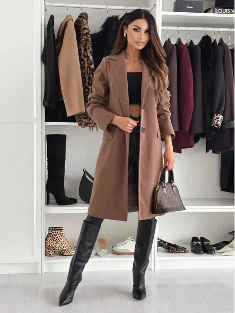 Manteau long d'hiver pour femme élégant noir
