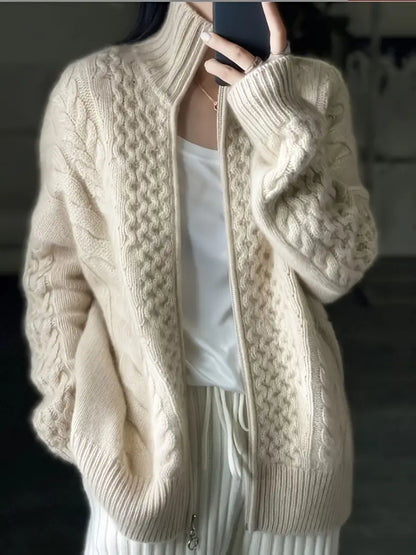 Cardigan classique zippé avec col montant