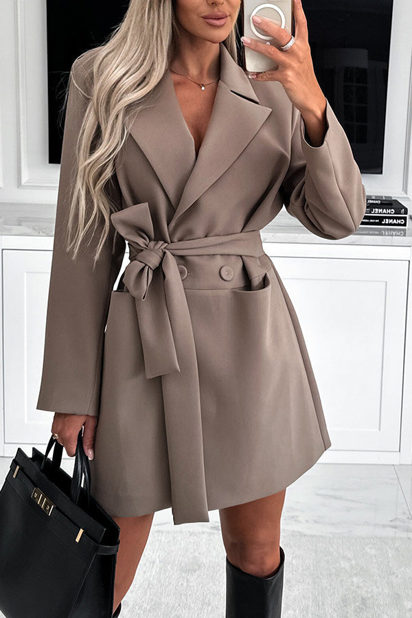 Élégante veste longue beige pour femme