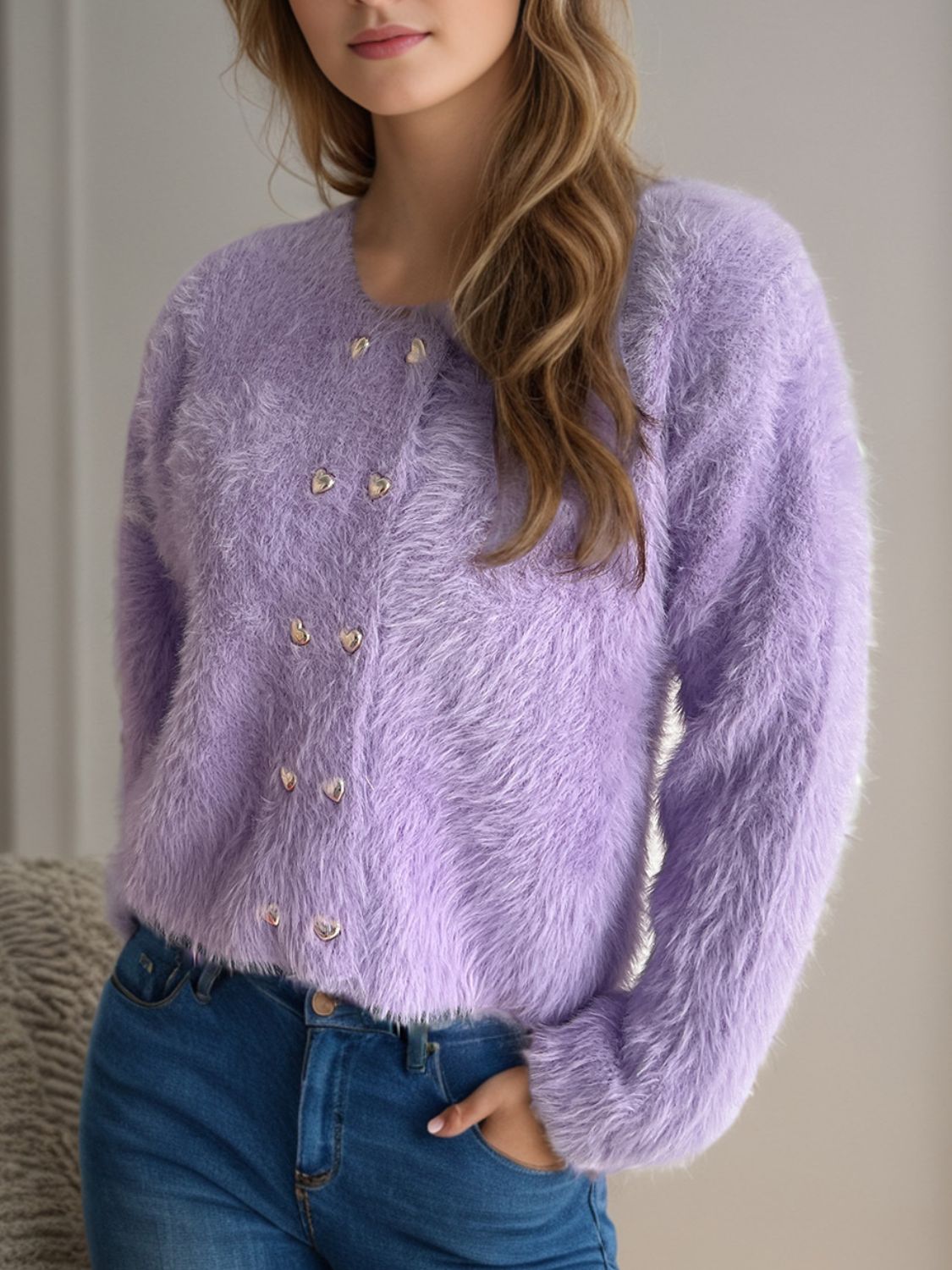 Cardigan de luxe en fausse fourrure douce et élégante