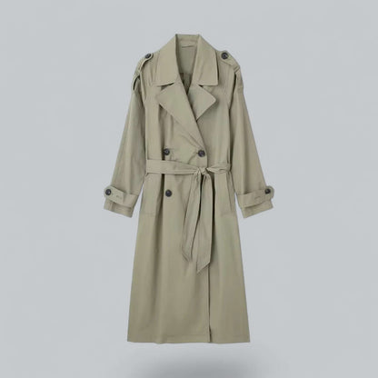 Trench-coat stylé pour femme, double doublure, ceinture