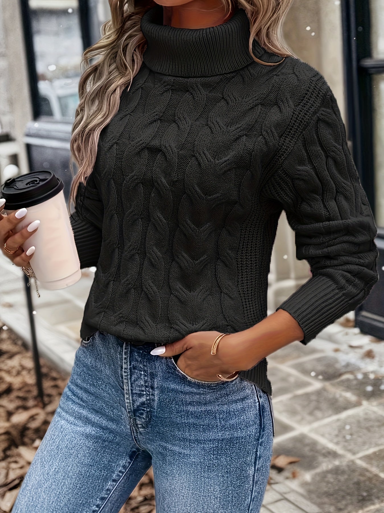 Pull col roulé doux pour femme aspect cachemire