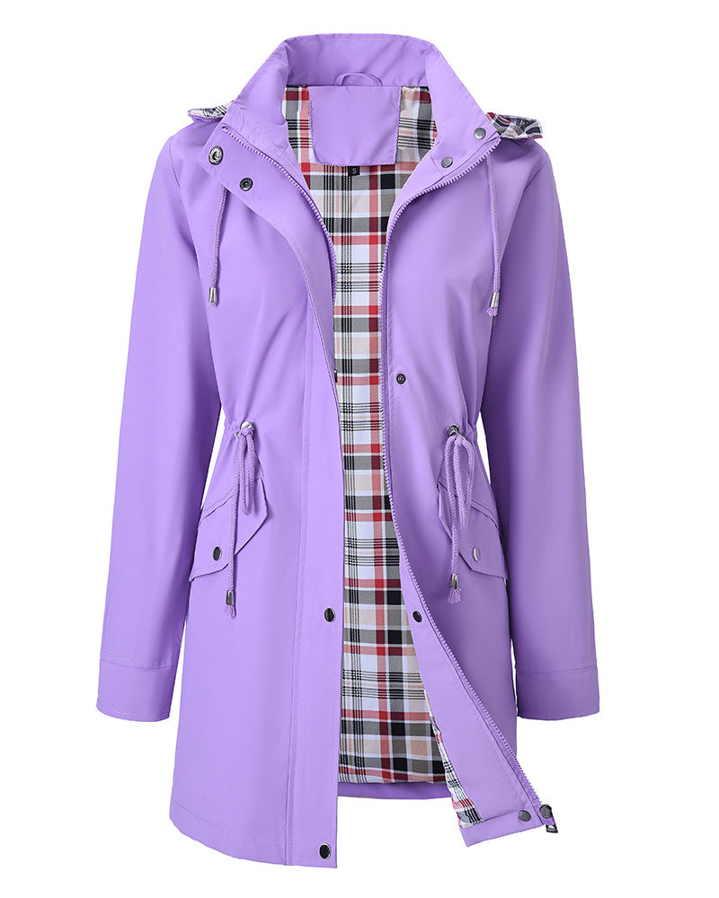 Trench-coat imperméable femme long à capuche