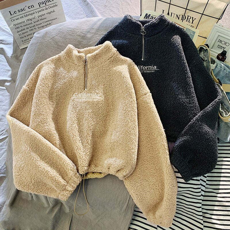 Damen Fleece Pullover Warm Kühle Tage - IdealeKleiden