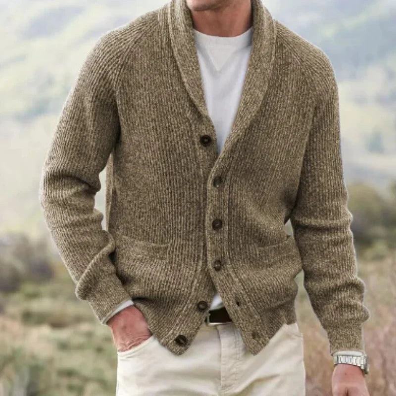 Gilet cardigan homme tricot moderne col châle
