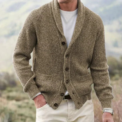 Gilet cardigan homme tricot moderne col châle