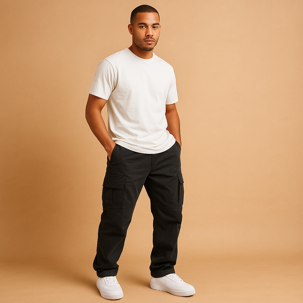 Herrenhose Gerade Form Funktionale Taschen - IdealeKleiden