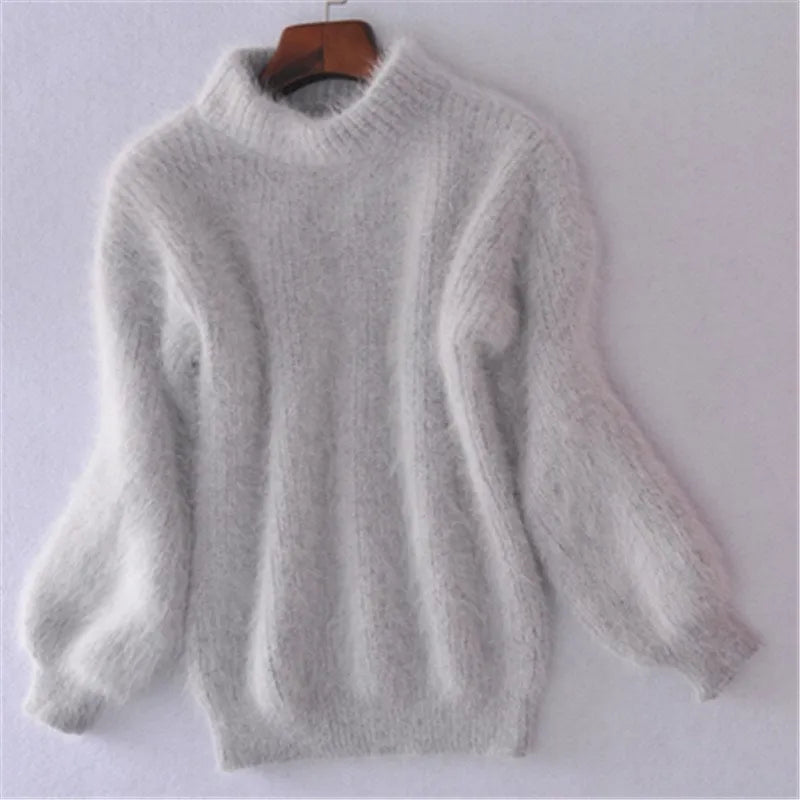 Pull en angora doux pour femme, décontracté et chic