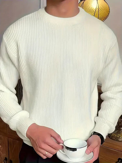 Pull tricoté épais col rond pour homme