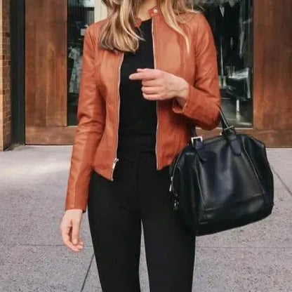 Veste en cuir femme élégante style décontracté
