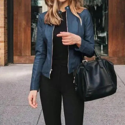 Veste en cuir femme élégante style décontracté