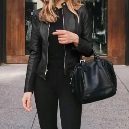 Veste en cuir femme élégante style décontracté