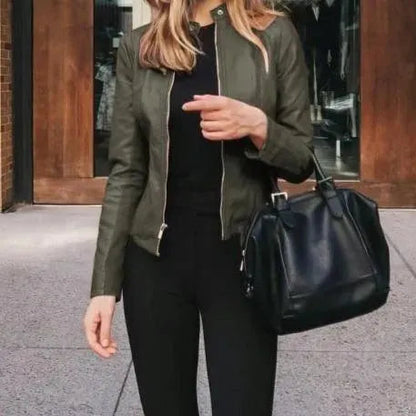 Veste en cuir femme élégante style décontracté