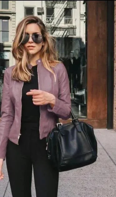 Veste en cuir femme élégante style décontracté