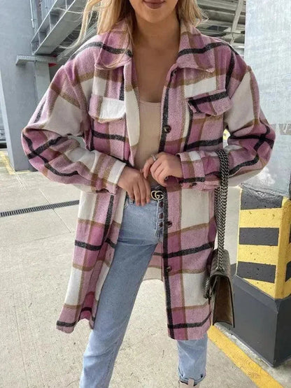 Blouse décontractée femme à carreaux chemise loisirs