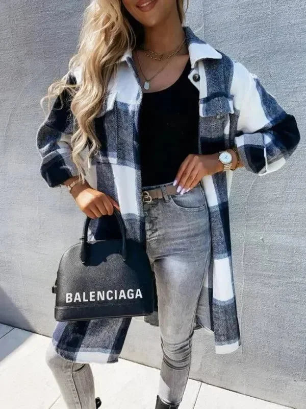 Blouse décontractée femme à carreaux chemise loisirs