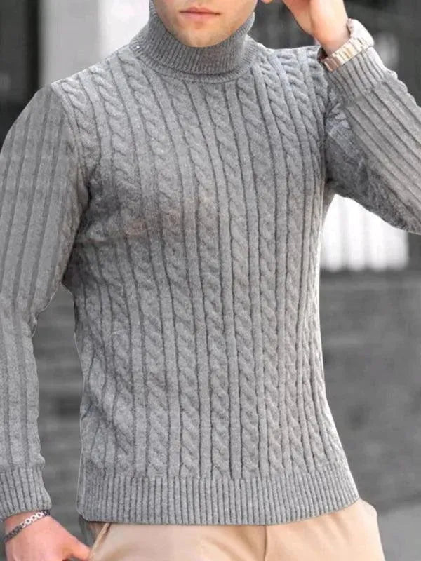 Pull stylé pour homme, col roulé stretch