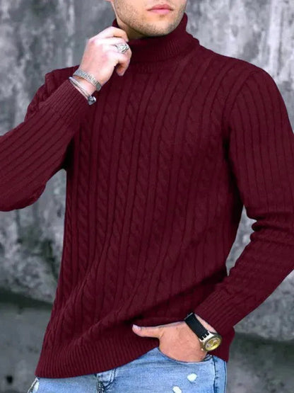 Pull stylé pour homme, col roulé stretch