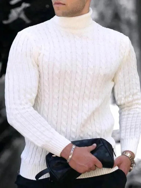 Pull stylé pour homme, col roulé stretch