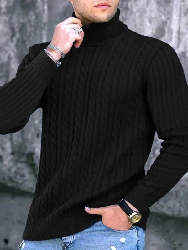 Pull stylé pour homme, col roulé stretch