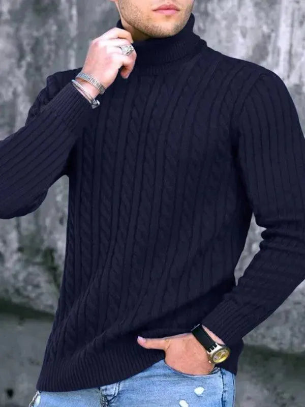 Pull stylé pour homme, col roulé stretch