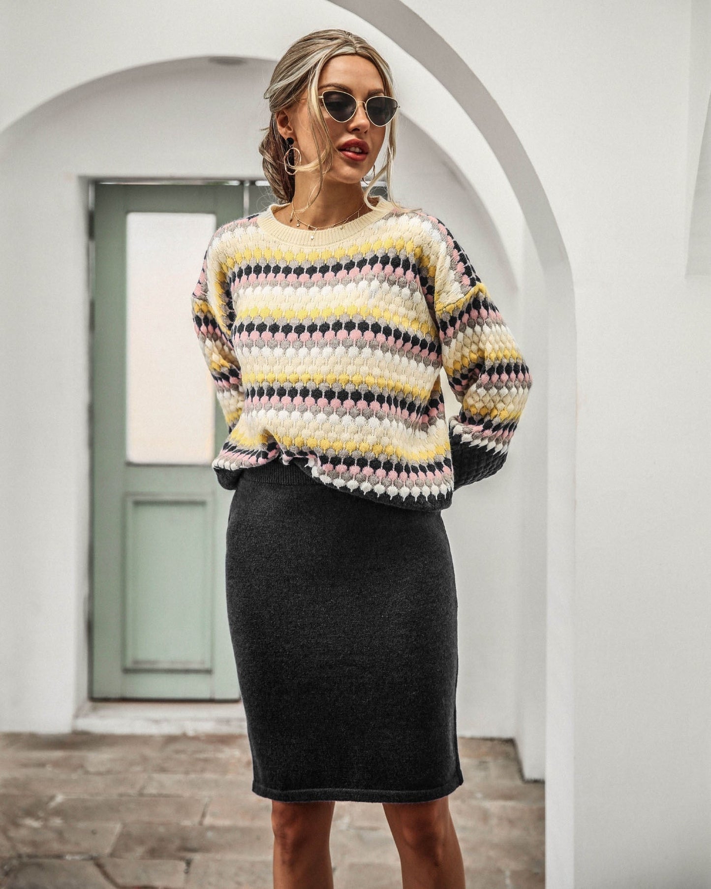 Ensemble 2 pièces femme : pull et jupe élégants
